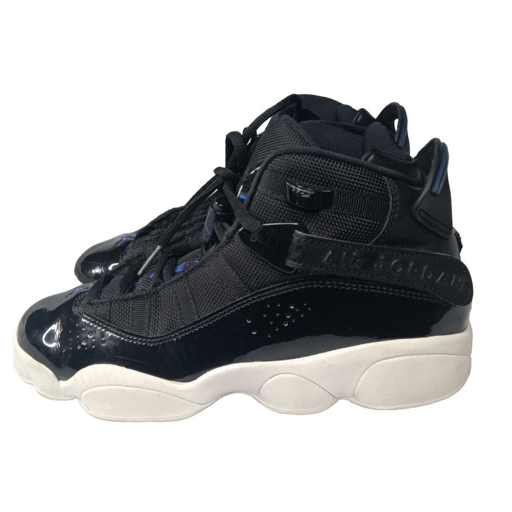 Air Jordan 6 Rings Size 5 Y Big Kids Basketball Shoes Black Blue 323419-01